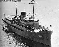Le président Truman monte à bord de l'USS Williamsburg en 1946.