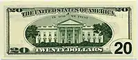 Revers d'un billet de 20 dollars américain, série 1996