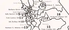 The 11th district that Lantos served from 1981 until 1993 included a small portion of San Francisco, as well as Daly City and San Mateo.