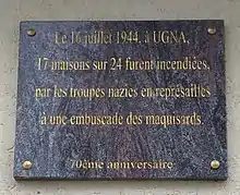 Plaque commémorative de l'incendie d'Ugna