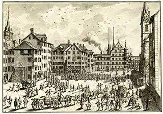 Place Münsterhof à Zürich en 1748.