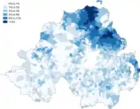 Proportion de répondants au recensement de 2011 en Irlande du Nord âgés de 3 ans et plus qui ont affirmé être aptes à parler le scots d'Ulster.