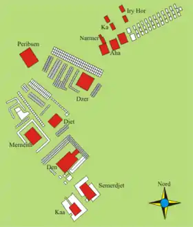 Plan de la nécropole des rois thinites.