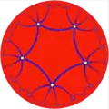 Pavage hyperbolique, avec 6 pentagones autour de chaque sommet.
