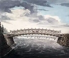 Le pont construit par le Colonel By, avec son arc en bois (1827).
