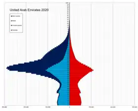 Pyramide des âges des Émirats arabes unis en 2020