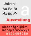 Univers, par Adrian Frutiger, 1953-1957.