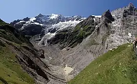 Les restes du glacier inférieur de Grindelwald, au-dessus du lac glaciaire (photo de 2009).