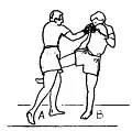 Bolo-punch (entre le uppercut et le crochet).