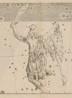 Orion, représenté dans le ciel, par Johann Bayer, Uranometria (1661).