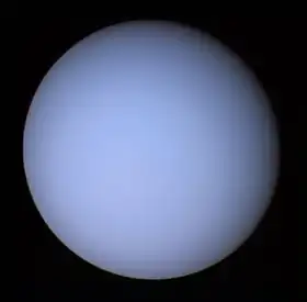 Photo prise par la sonde Voyager 2, de la planète Uranus.