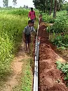 Irrigation à l'urine (Nagasandra, Inde).