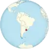 Localisation de l'Uruguay sur une carte d'Amérique du Sud