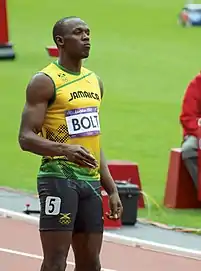 Photographie de Usain Bolt lors des séries du 200 m