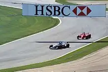 Schumacher derrière Montoya lors du Grand Prix des États-Unis 2001 disputé à Indianapolis