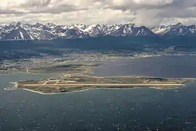 Vue aérienne de l’aéroport d’Ushuaïa.