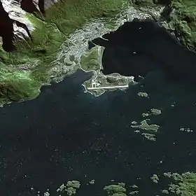 Vue satellite de la baie, à l'ouest de la péninsule Ushuaïa