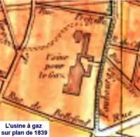 Usine à gaz sur plan de 1837