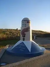 Borne de la voie de la Liberté à Utah Beach.