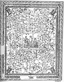 Mosaïque d'Ikarios d'Oudna avec de la végétation sortant de cratères analogues à ceux de la cargaison du navire (Catalogue du Musée Alaoui).