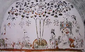 Vénération de la vie, peinture manichéenne, grottes de Bezeklik, royaume de Qocho