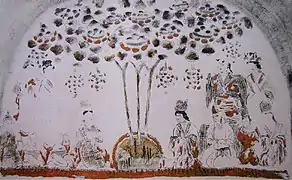 Vénération de la vie, peinture manichéenne, grottes de Bezeklik, royaume de Qocho.