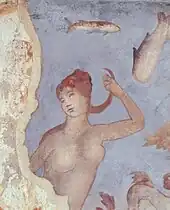 Vénus au bain - détail de la fresque gallo-romaine de l'actuelle chapelle Sainte-Agathe de Langon.