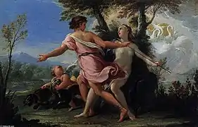 Vénus et Adonis, par Filippo Lauri, Académie des beaux-arts de Vienne, Autriche. 18 x 29 cm.