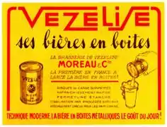 Ancienne publicité pour la Brasserie de Vézelise.