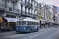 Un trolleybus des VMCV à Montreux en 1985. Il s'agit d'un Berna de 1957.