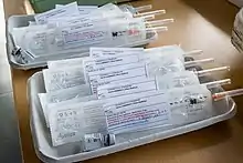 Lot de vaccins Comirnaty/PfitzerBioNTech prêts à être injectés dans le cadre de la phase 1 de la campagne de vaccination contre la Covid-19 aux Hôpitaux universitaires de Strasbourg le 8 janvier 2021