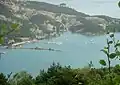 Le site de Chanteloube en pleines eaux ; l'amorce du viaduc est visible.