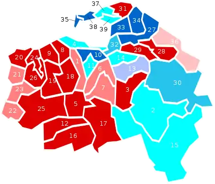 Nuance politique des cantons du Val-de-Marne en 1981.