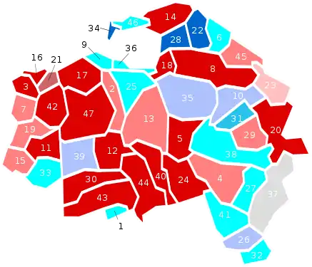 Nuance politique des communes du Val-de-Marne en 1981.