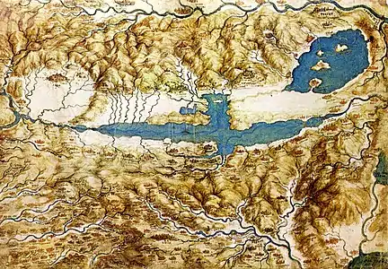 Carte géographique (dessin et aquarelle).