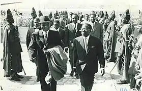 Visite à Dakar de Sylvanus Olympio (1960) - Sylvanus Olympio, Léopold Sédar Senghor, Valdiodio N'diaye