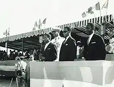 1er anniversaire de l'Indépendance en 1961 - Général Fall, Léopold Sédar Senghor, Mamadou Dia, Valdiodio N'diaye