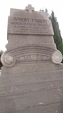 Monument funéraire d'Aubert Parent, cimetière de Valenciennes, cimetière Saint-Roch.