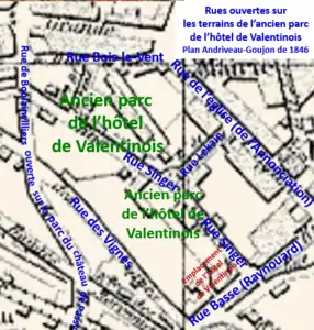 Lotissement de l’ancien parc en 1846.