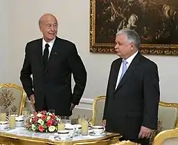En compagnie du président de la République de Pologne, Lech Kaczyński, en 2006.