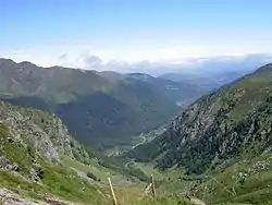 Vue de la vallée de Lesponne depuis le lac Bleu