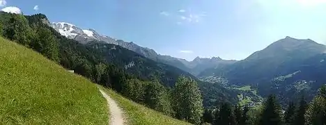 La vallée des Contamines-Montjoie vue depuis le Cey.