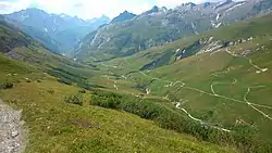 Vue de la vallée des Glaciers depuis le col de la Seigne.