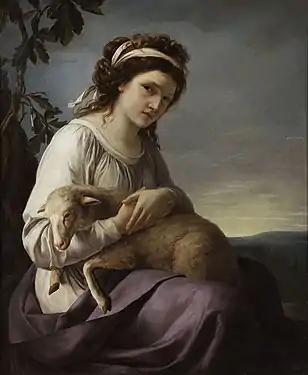 Portrait d'une jeune femme tenant un agneau, 1788, musée Cognacq-Jay