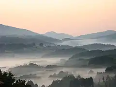 La vallée de l’Amato avec Tiriolo au fond.