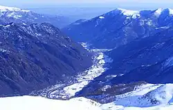 Débouché de la vallée vue depuis la Cialma.