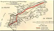 Carte figurant dans l'annexe du traité des Dappes de 1862 détaillant l'échange de territoires entre la Suisse et la France après ratification