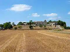 Le hameau en crête du Farguiel en été.