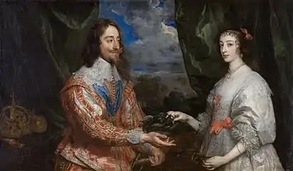 Portrait de Charles Ier d'Angleterre et de sa femme Henriette Marie, 1634.Musée de l'archidiocèse de Kroměříž,République tchèque.