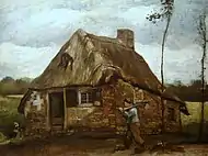 Cabane avec fermier rentrant chez lui (es), 1885, par Vincent van Gogh.